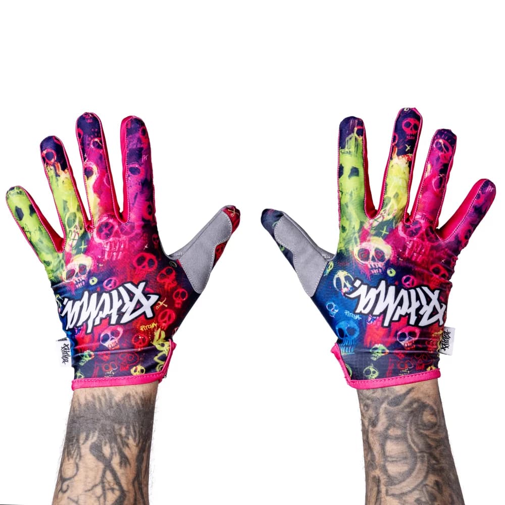 Rukavice Pitcha SKULL fluo/pink - obrázek 1